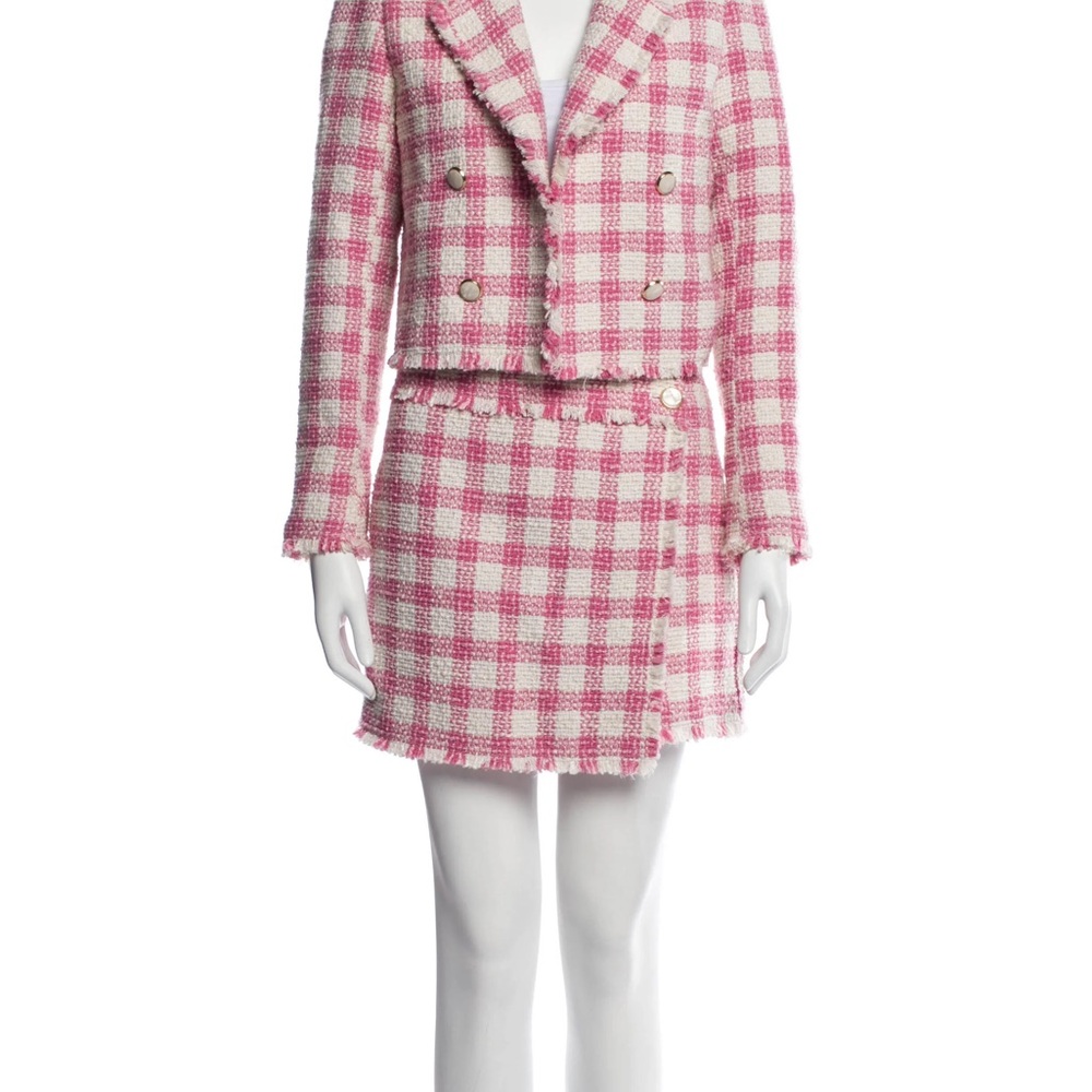 Clueless-inspired House of Harlow 1960 Pink and White Plaid Tweed Skirt Suit